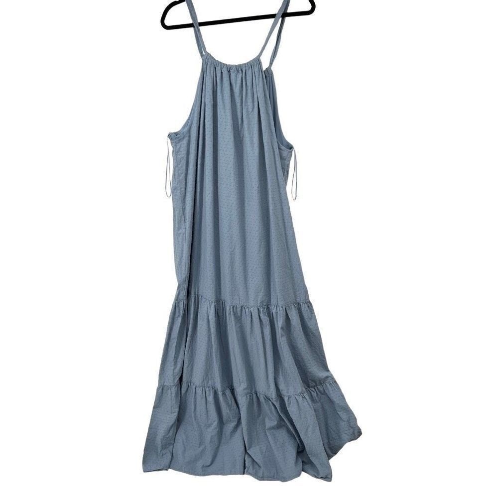 One One Six Blue‎ Swiss Dot Halter Neckline Maxi Dress